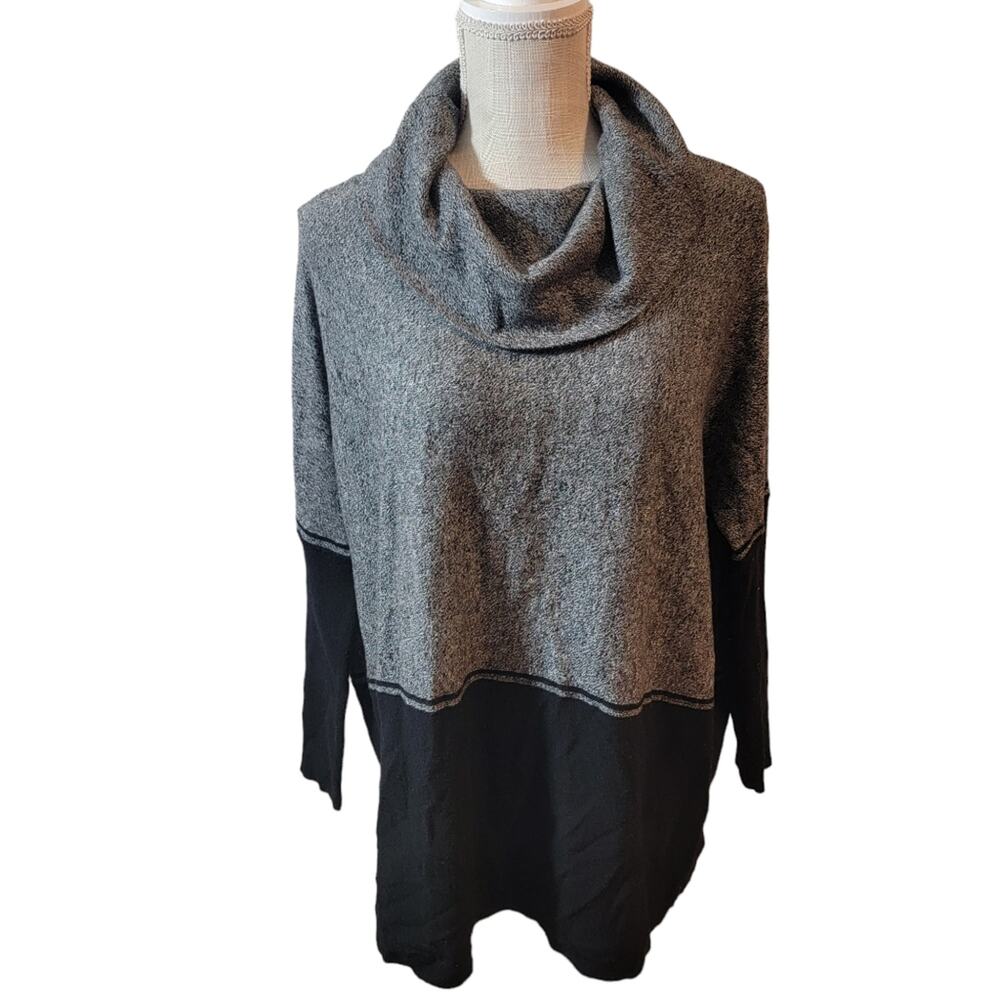 Smartwool Edgewood Poncho Cowl Neck Black/Grey Sweater Size Small
